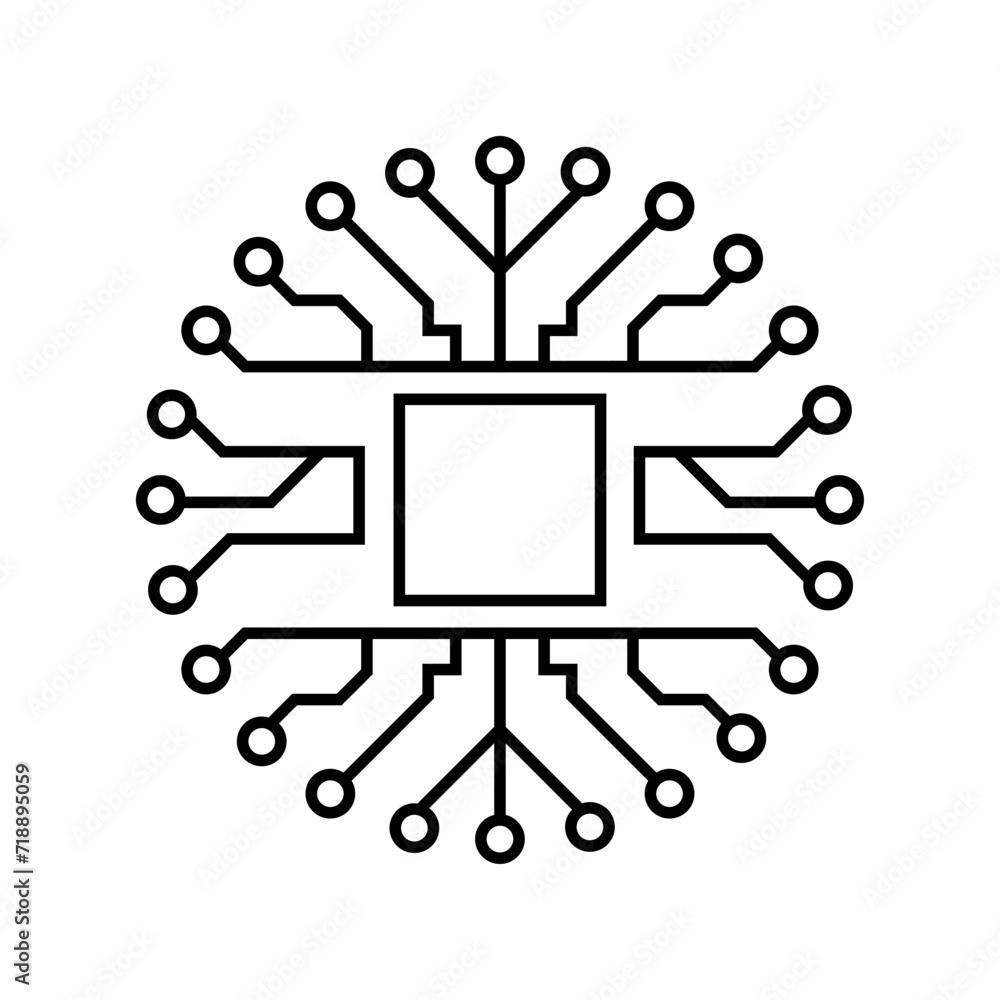 Poster circuit icon vector illustration logo template. processor line logo icon. processor circuit vector