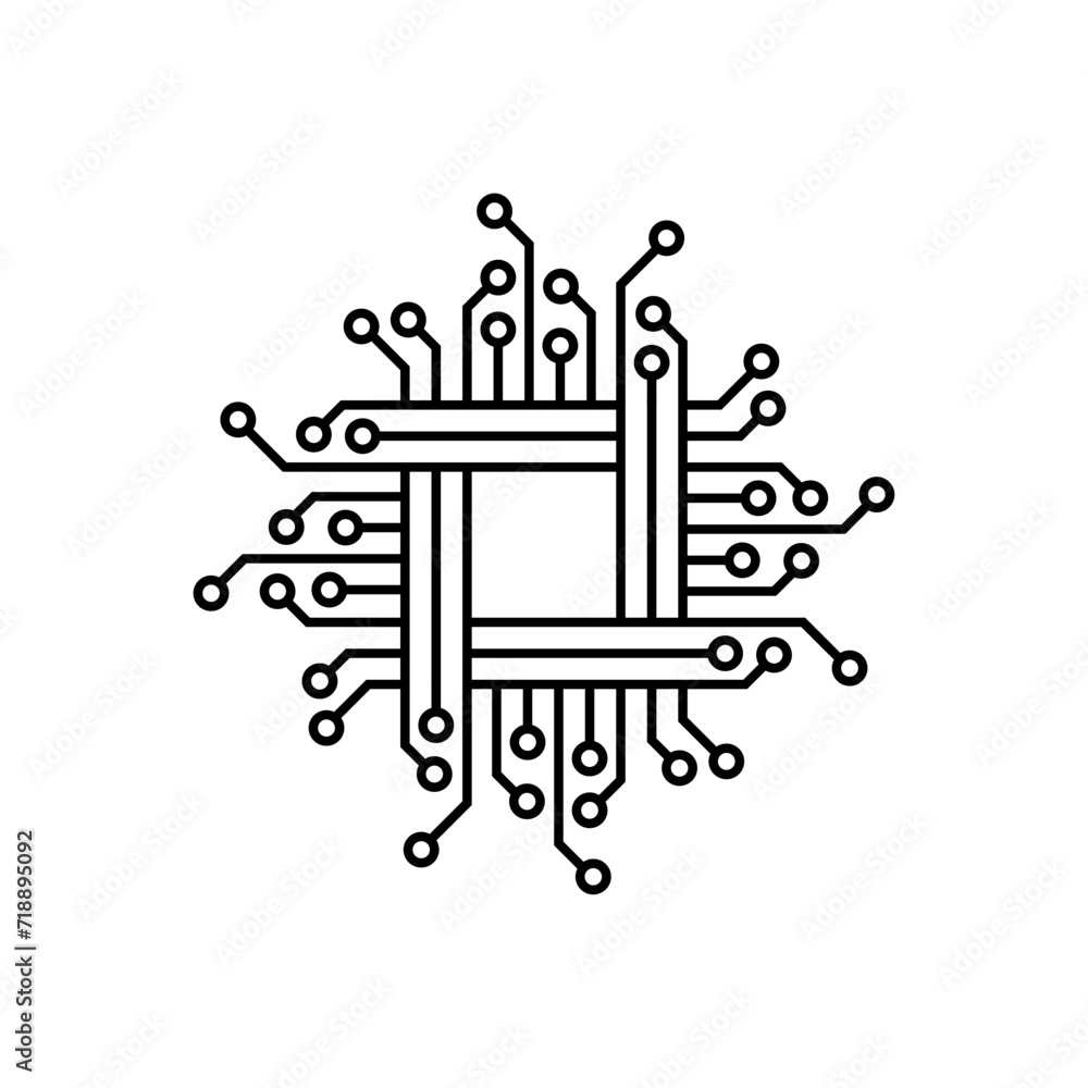 Poster circuit icon vector illustration logo template. processor line logo icon. processor circuit vector