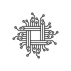 Circuit icon vector illustration logo template. Processor line logo icon. Processor circuit vector