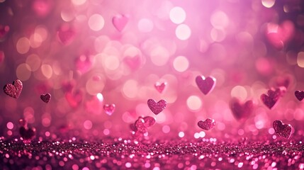 whimsical pink hearts background for a festive valentine s day celebration - obrazy, fototapety, plakaty