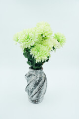 bouquet of flower in vase isolated on white
