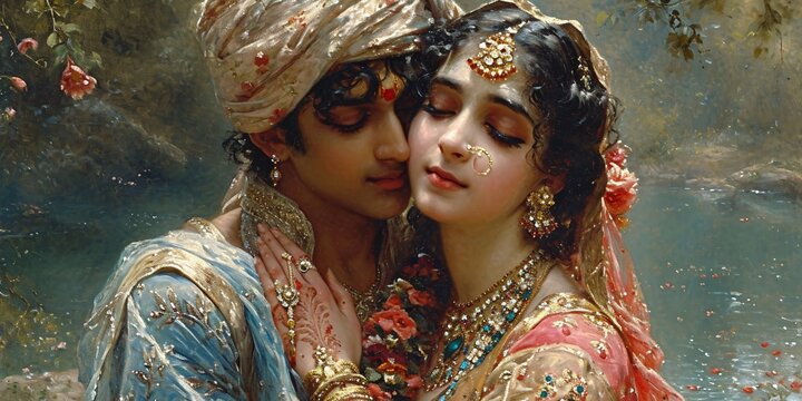 Indian Love Story: A Painted Portrait of Two Lovers Embrace Generative AI