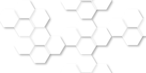Seamless creative geometric Pattern of white hexagon white abstract hexagon wallpaper or background. 3D Futuristic abstract honeycomb mosaic white background. white hexagon geometric texture.