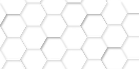 Seamless creative geometric Pattern of white hexagon white abstract hexagon wallpaper or background. 3D Futuristic abstract honeycomb mosaic white background. white hexagon geometric texture.