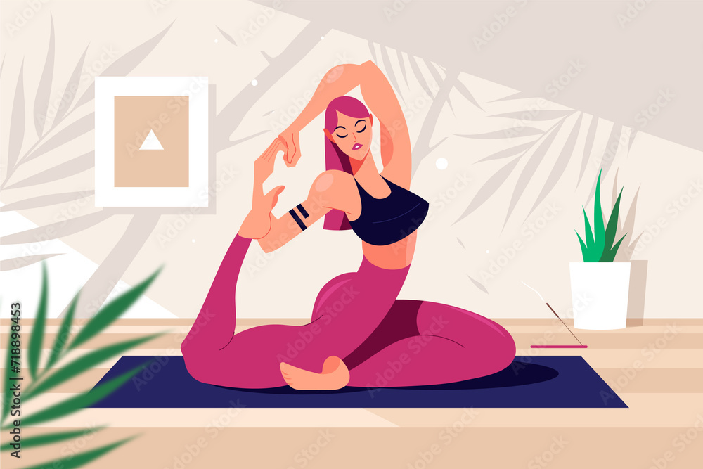 Sticker pilates cartoon illustration