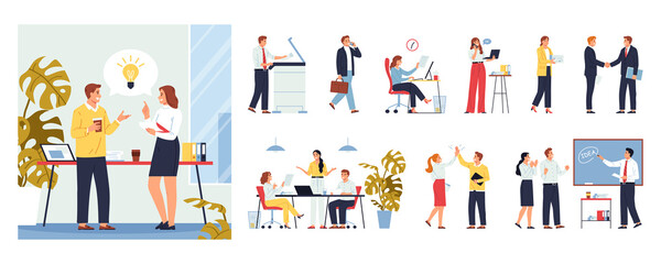 Business people hand drawn cartoon icon and illustration set © Macrovector