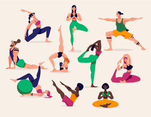 Pilates icons set