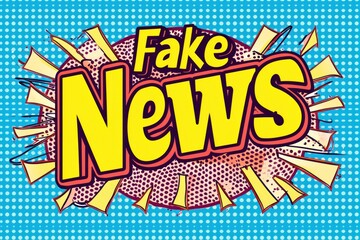 Slogan "Fake News" text pop art style