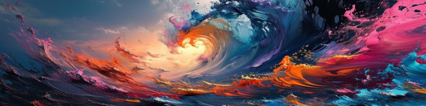 Dynamic abstract art with swirling oil paint and rich, vivid textures
