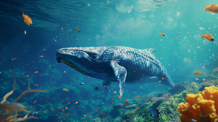 whales, underwater, dramatic, bubbles, view, humpback, ocean, marine life, aquatic, majestic, nature,