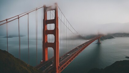 golden gate bridge in foggy weather  