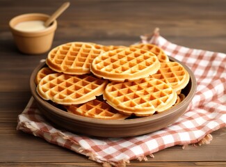 A pile of waffles that are tempting to eat. generative AI