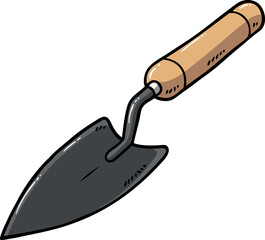 Vector Cartoon Steel Trowel With Wooden Handle