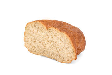 Slice of bran bread isolated on white background.