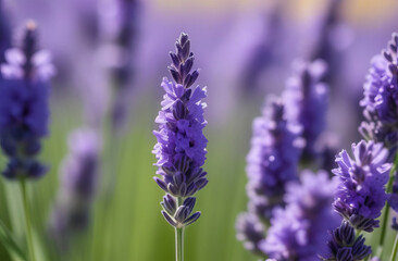 Close up lavender flower in field