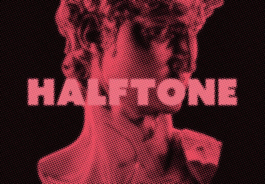 Halftone Dots Print Photo Effect Mockup Bundle