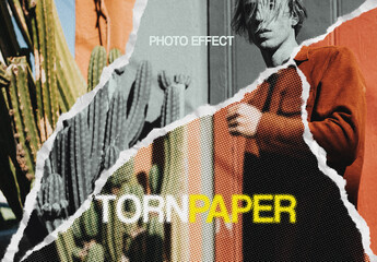 Ripped Torn Paper Photo Effect Mockup