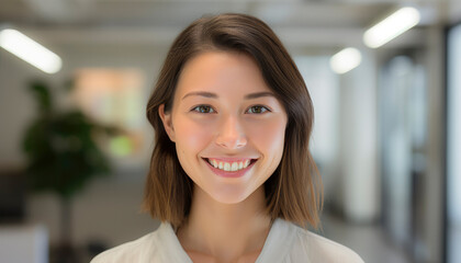 Fototapeta premium Smiling Businesswoman and Woman in Portraits, looking at camera, manager, confidence 