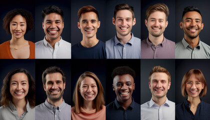 Business Team Portrait Collage, smiling 