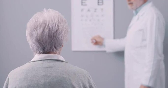 Senior woman having an eye test