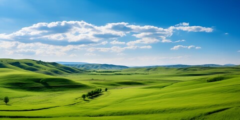 Fototapeta premium Rolling hills panorama maintaining a healthy eco system , Rolling hills panorama, healthy eco system, hills