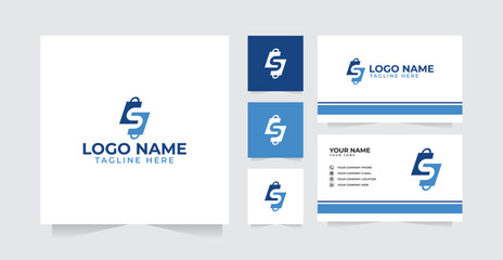 Letter S Shop logo design and business card vector template
