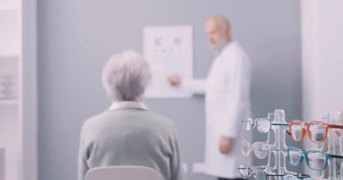 Senior woman having an eye test