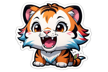 Fototapeta premium Cute tiger cub sticker