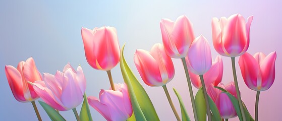 Beautiful Tulip Flowers on Blue background photo. generative AI