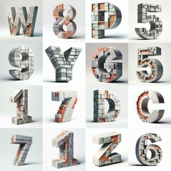 Lettering shape Blends Concrete With bricks. AI generated illustration