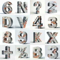 Lettering shape Blends Concrete With bricks. AI generated illustration