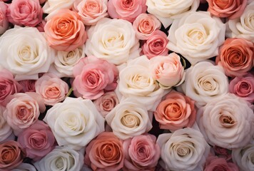 Fototapeta premium background with a lot of pink and white roses