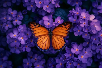 A delicate purple butterfly dances on a vibrant flower, a symbol of the intricate connection between insects and plants as essential pollinators in our ecosystem