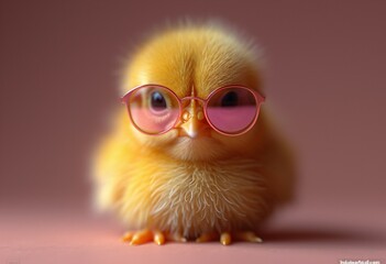 Chic Chicken in Pink Sunglasses Generative AI