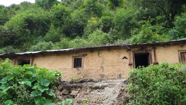 A traditional home in himalayan region of Uttarakhand India made of rocks. These small houses are also called CHANNI means house under stars.