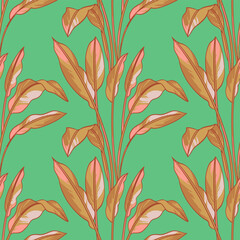seamless vector pattern with tropical palm leaves