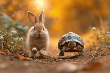 Fall's Favorite: A Turtle and Bunny Duo Generative AI