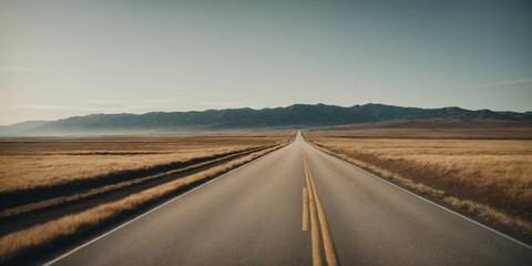 Fototapeta na wymiar straight road in the morning | highway | desert | journey