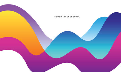 Colorful fluid and wavy shapes background. Abstract flow backdrop design. Vibrant and modern template for poster, banner, cover, leaflet, presentation, flyer, or brochure.