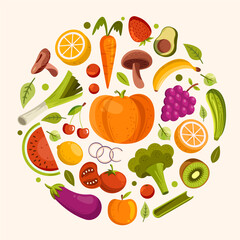 Vegetables composition in flat design