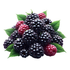 Ripe blackberry isolated on PNG Background. Generative Ai