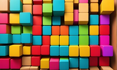 Parallel colorful wooden blocks.