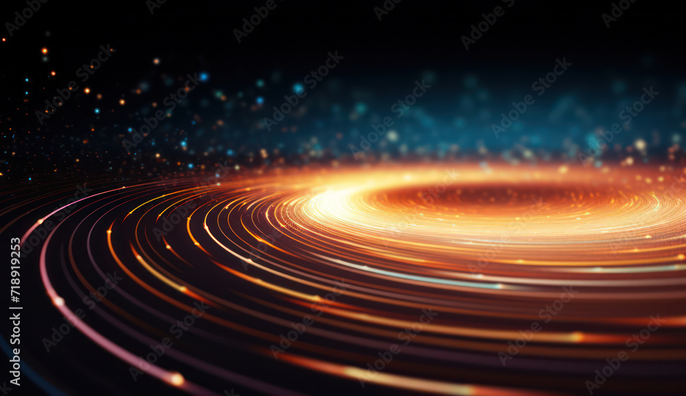 Poster abstract glowing science: illuminated lines of energy in dark space