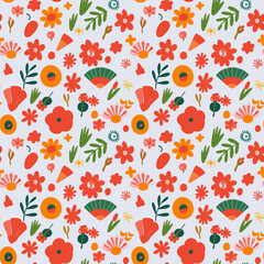 Sweet flower watercolor seamless pattern
