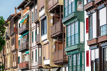 narrow road with blue sky in the old town of Pasaia, basque country, Spain