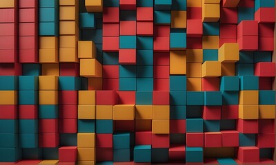 Parallel colorful wooden blocks.