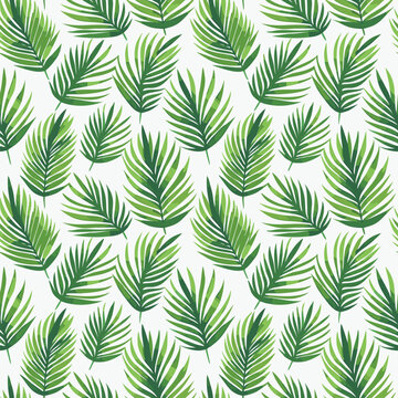 Palm leaf watercolor seamless pattern © Kittisak