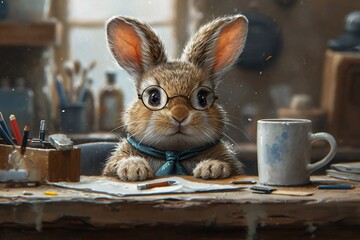 Bunny in Glasses: A Cute and Creative Image for Adobe Stock Generative AI