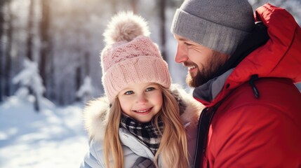 Fototapeta premium Happy and cheerful family mommy daddy and daughters positive smile