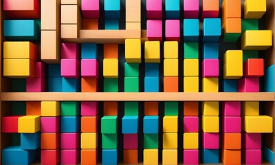 Parallel colorful wooden blocks.